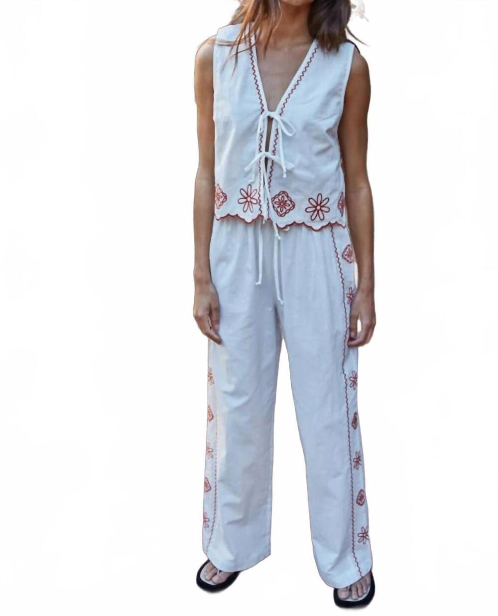 NEW BY TOGETHER women's poppy lane embroidered top in blue